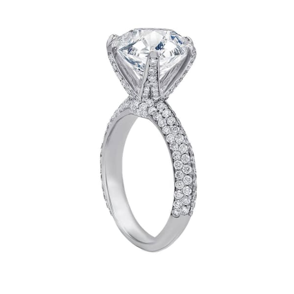 Platinum Diamond Ring with center 5.01ct Round Diamond and 2.04ct of total white diamonds on sides, Main view