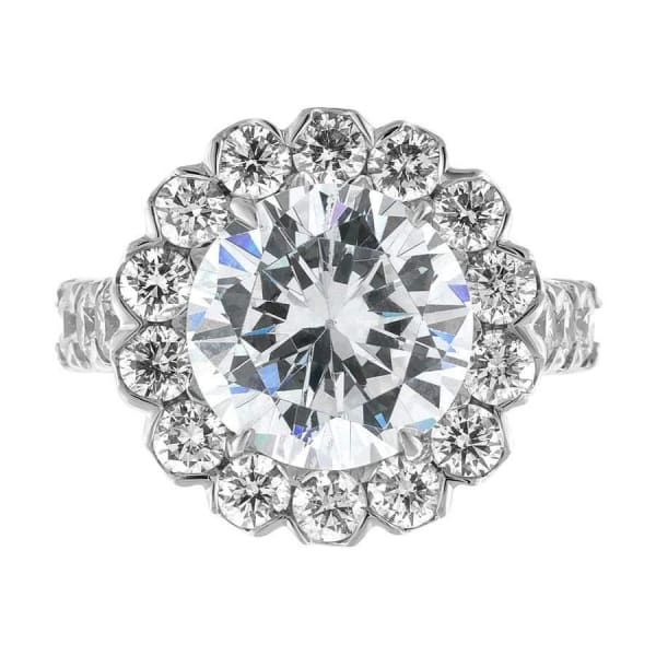 Platinum Engagement Ring Round Brilliant Cut Diamond With Center 4.04ct E SI2 GIA CERT CST442