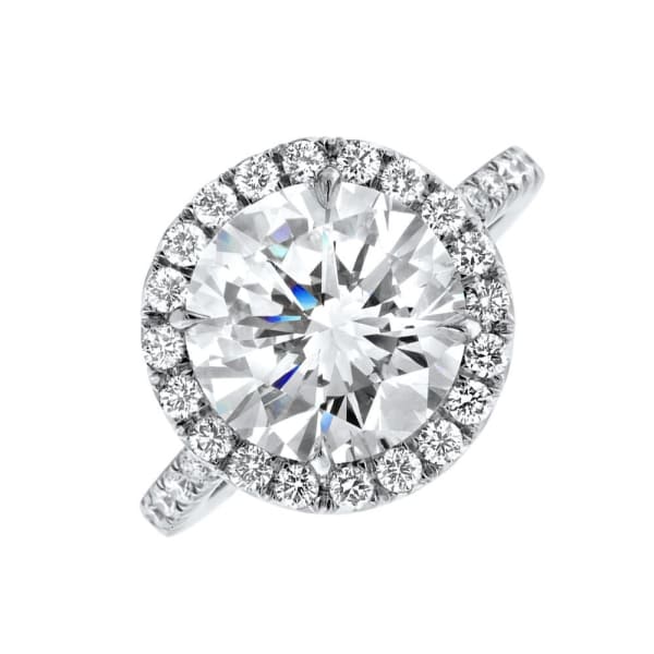 Platinum Engagement Ring Round Brilliant Cut Diamond With Center 4.41ct J SI1 GIA CERT CST441, Main view