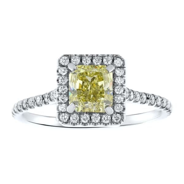 Platinum Engagement Ring With Center Diamond 1.05ct Radiant Cut Fancy Yellow DS-4564500