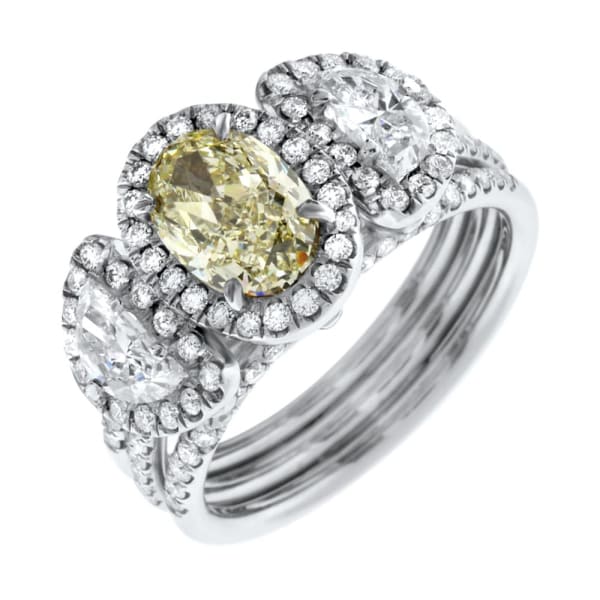 Platinum Engagement Ring With Center Diamond 1.50ct Fancy light yellow Oval Shape RN-178000, Main view