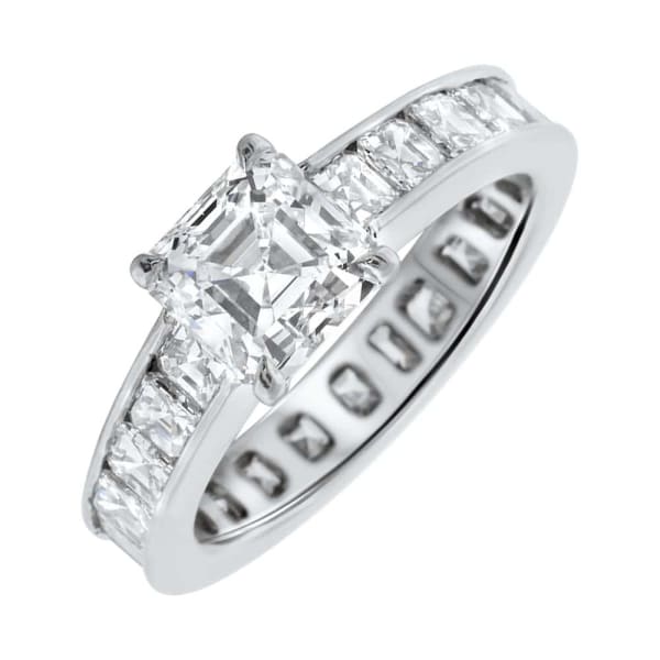 Platinum Engagement Ring With Center Diamond 2.03ct D Si2 Asscher Cut ENG-1715000, Main view