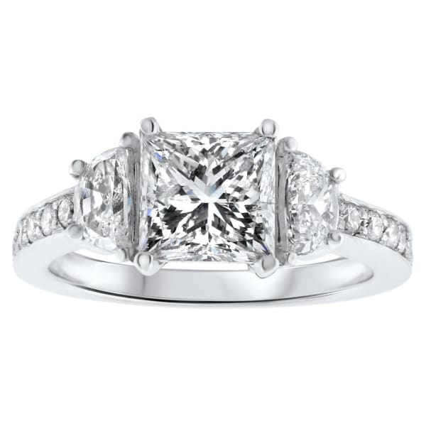 Platinum Engagement Ring With Center Diamond 2.08ct F SI1 Princess Cut DS-4567500