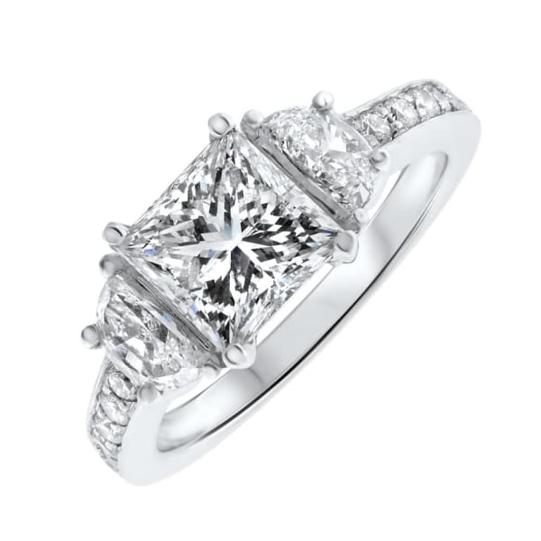 Platinum Engagement Ring With Center Diamond 2.08ct F SI1 Princess Cut DS-4567500, main view