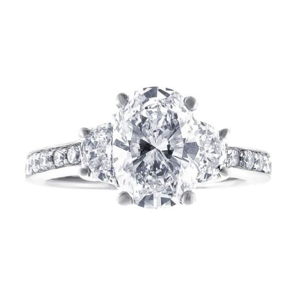 Platinum Engagement Ring With Center Diamond 2.14ct Oval Shape RN-72500