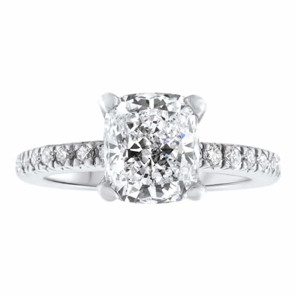 Platinum Engagement Ring With Center Diamond 2.17ct Cushion Cut I VVS2 R-65000