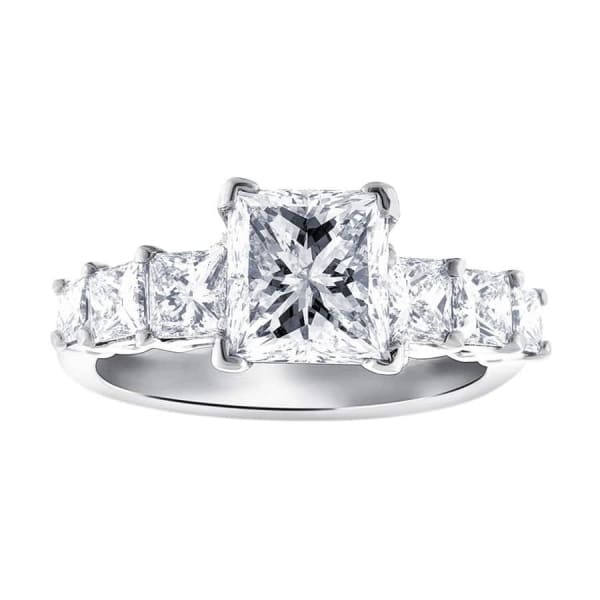 Platinum Engagement Ring With Center Diamond 2.17ct H SI1 Princess Cut RN-41550