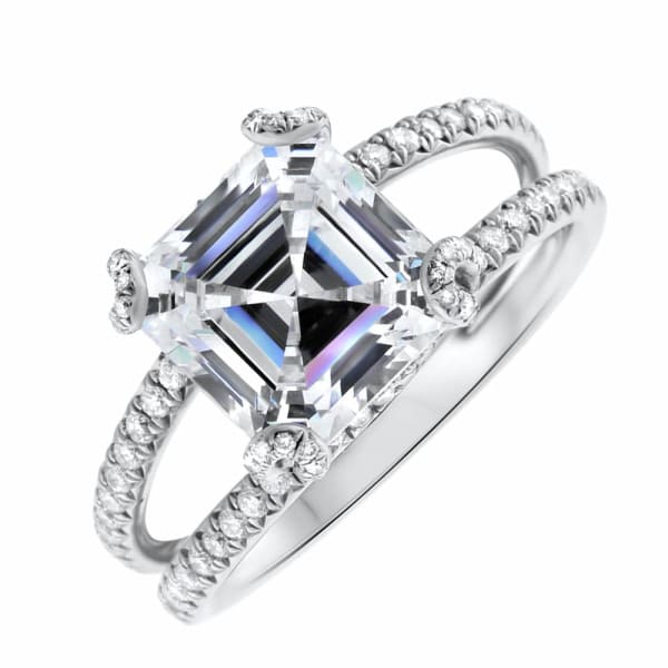 Platinum Engagement Ring With Center Diamond 4.00ct G-H SI2 Asscher Cut D-1730200, Main view