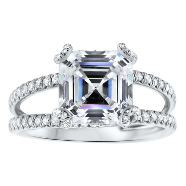 Platinum Engagement Ring With Center Diamond 4.00ct G-H SI2 Asscher Cut D-1730200