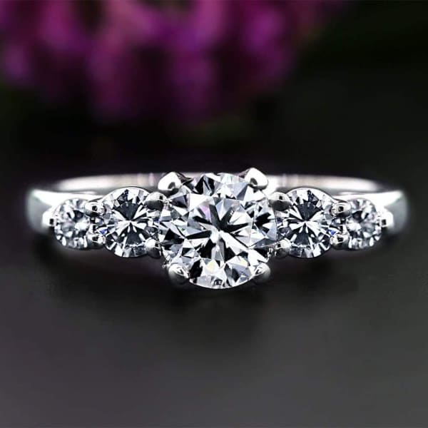 Platinum Engagement Ring with five Round cut Diamonds in 2.06ct of Total Diamond Weight ENG-12501