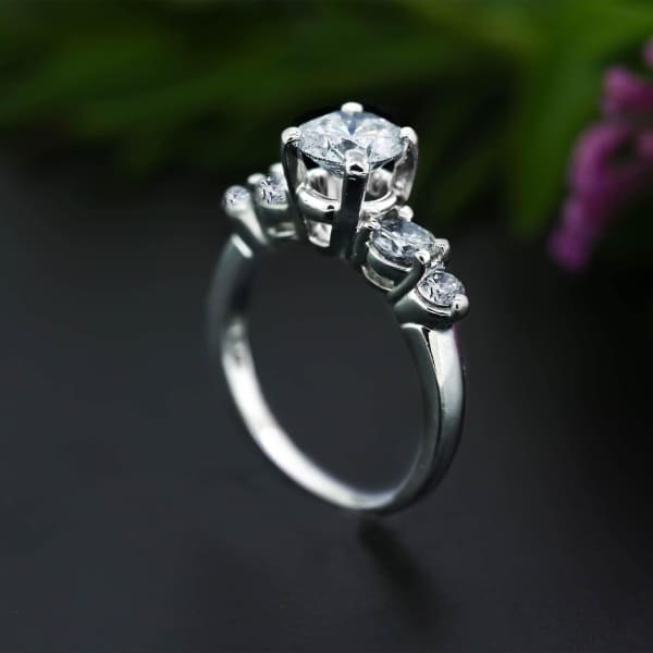 Platinum Engagement Ring with five Round cut Diamonds in 2.06ct of Total Diamond Weight ENG-12501,  enlarged image