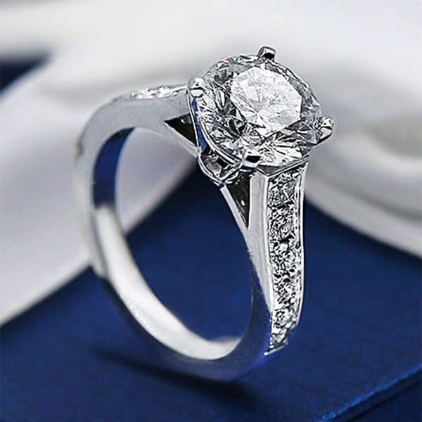 Platinum Engagement Ring with Solitaire 2.14ct Round Cut Diamond ENG-35005