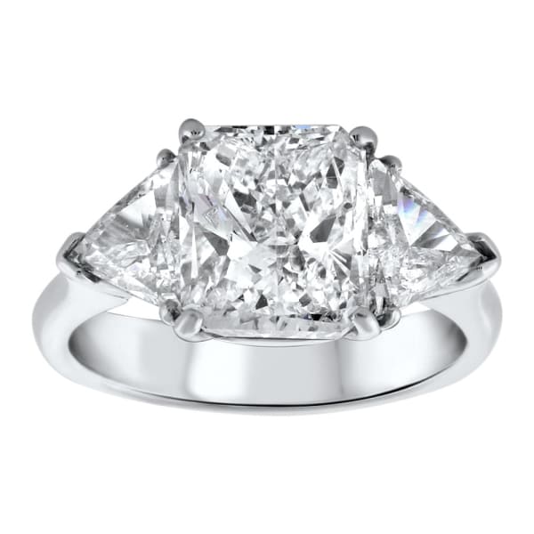 Platinum Engagement Three Stone Ring With Center Diamond 3.01ct Radiant Cut RN-77500