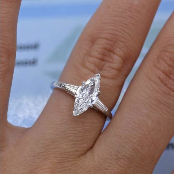 Platinum Marquise Diamond Engagement Ring with 1.45ct. Total Diamond Weight ENG-17506