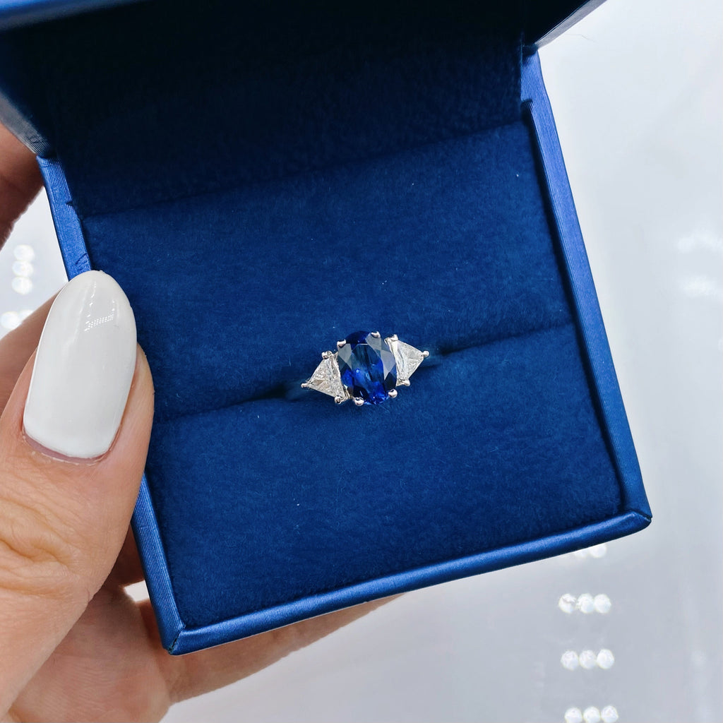 Platinum sapphire fashion cocktail ring RN-9009 - Jewelry