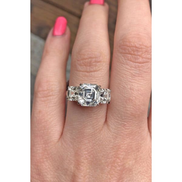 Platinum Three-Stone Engagement Ring with 5.07ct TCW Diamonds D-45623639, enlarged image
