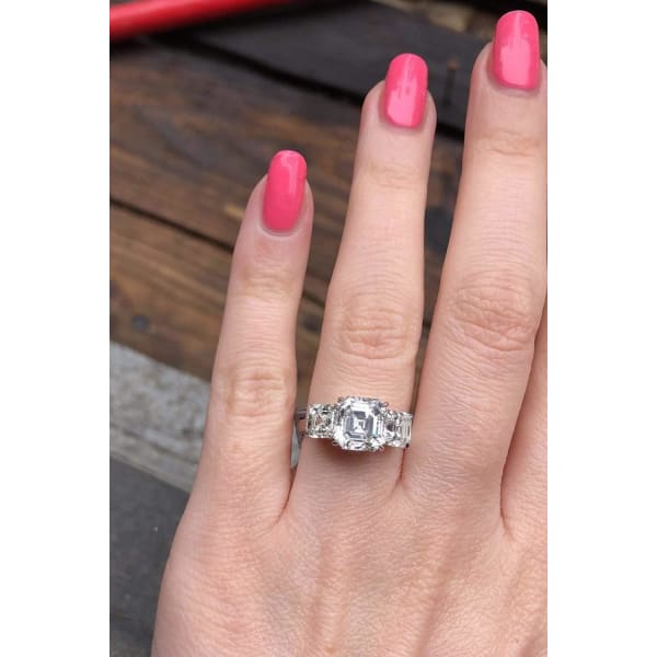 Platinum Three-Stone Engagement Ring with 5.07ct TCW Diamonds D-45623639