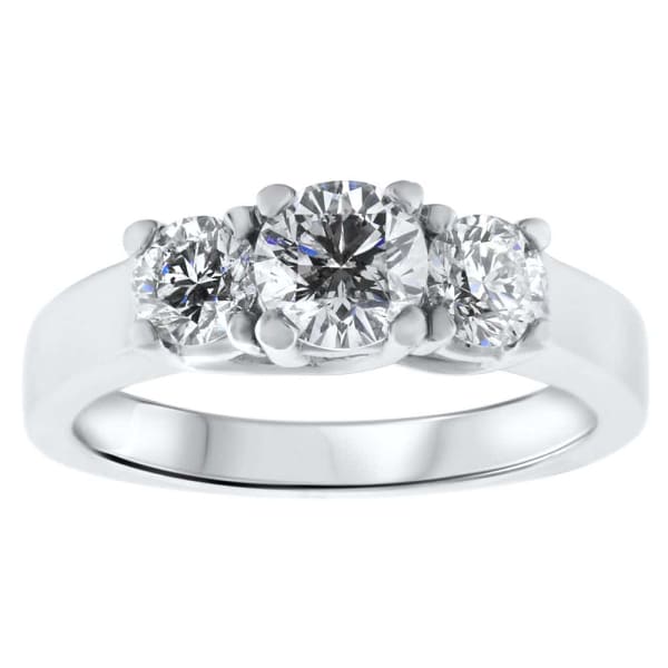 Platinum Three Stone Ring With Center Diamond 0.80ct Round Brilliant Cut PL-172690