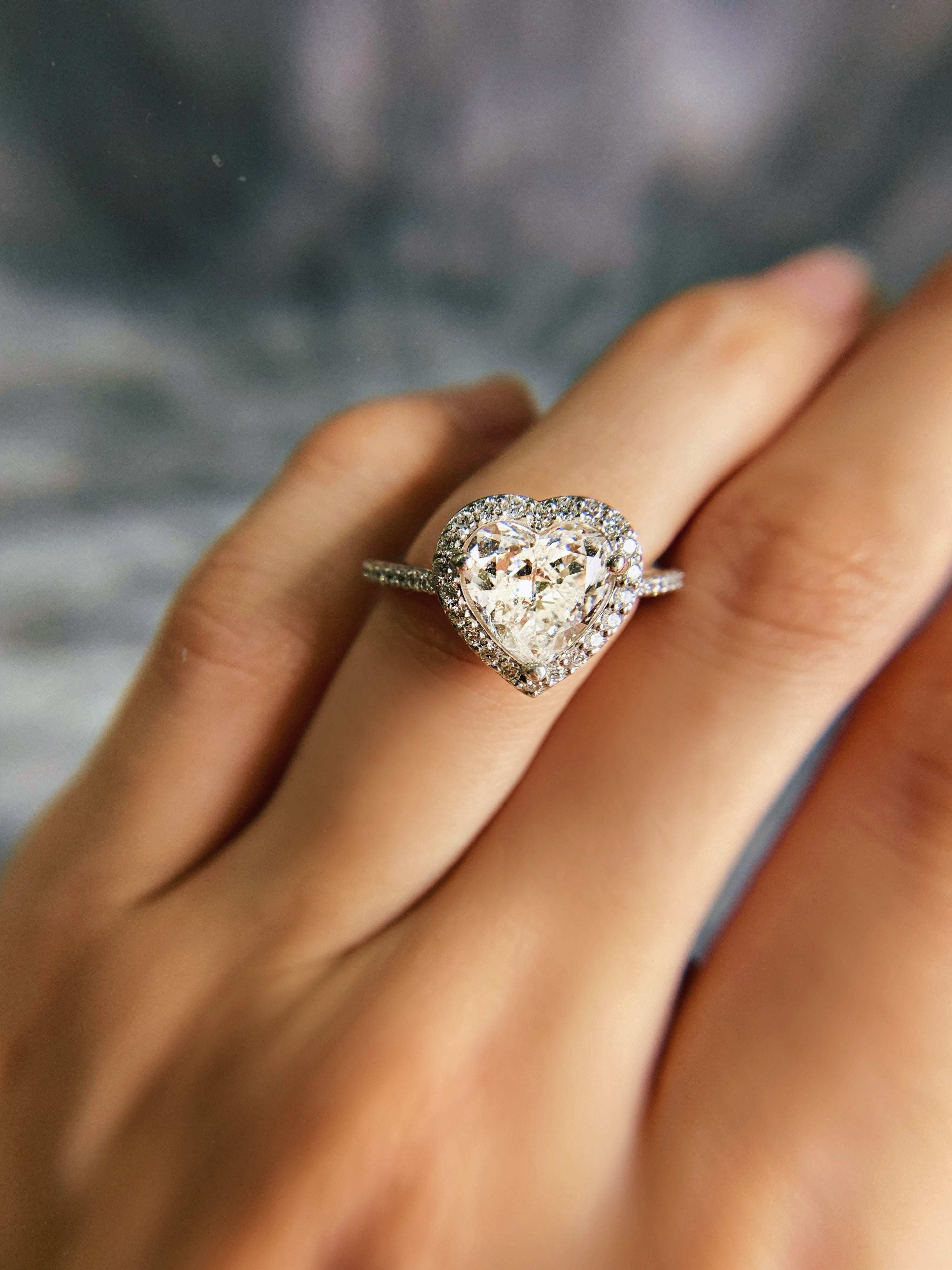 Heart Shaped Diamond Halo Engagement Ring 14k White Gold 1ct - DM214
