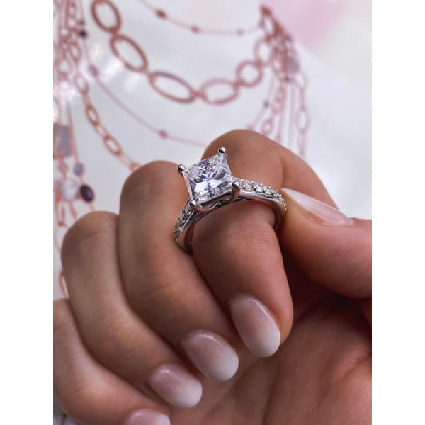 Pleasing Princess Cut Diamond Engagement Ring 14k White Gold
