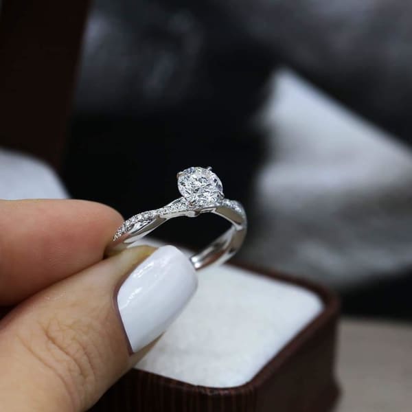 Precious 14k White Gold Engagement Ring w/ 1.22ct. Diamonds, Full face 