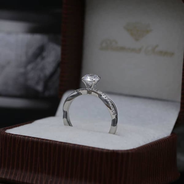 Precious 14k White Gold Engagement Ring w/ 1.22ct. Diamonds, side