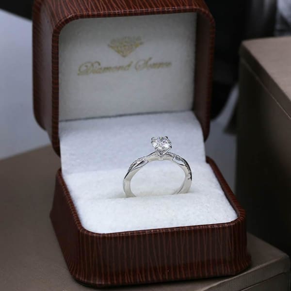 Precious 14k White Gold Engagement Ring w/ 1.22ct. Diamonds, Profile 
