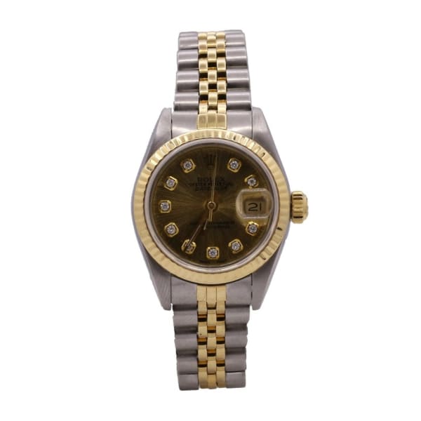 Rolex Datejust, 26mm, 18k Yellow Gold and Steel, Champagne aftermarket Diamond Dial, 79173