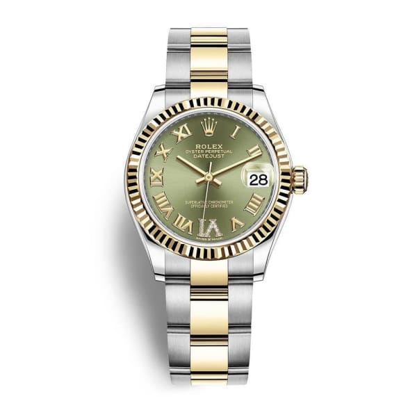 Rolex Olive Green 18K Yellow Gold Stainless Steel Datejust 278273