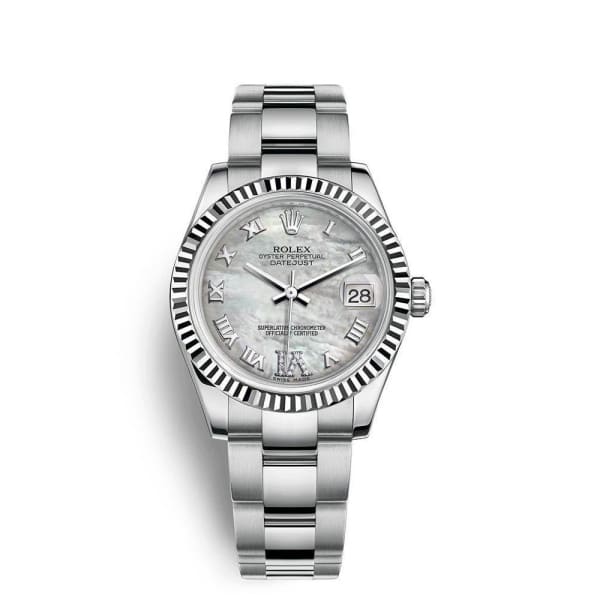 Rolex, Datejust 31 Watch, Stainless steel, Mother of pearl dial,18k White Gold Fluted Bezel, Oyster 178274-0085