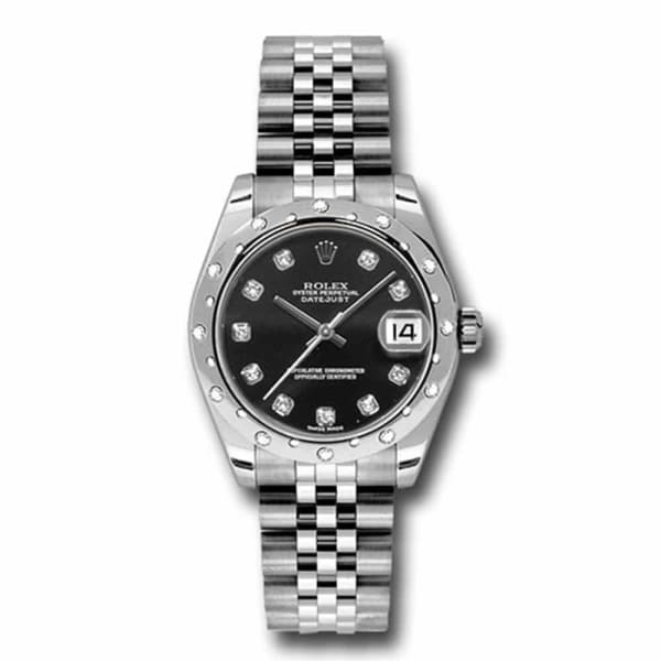 Rolex, Datejust 31mm, Stainless Steel Jubilee bracelet, Black Diamond dial, Ladies Watch 178344-0062