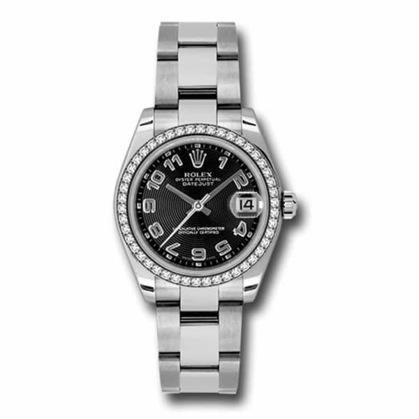 Rolex Datejust 31mm Black dial, Diamond bezel, Stainless Steel Oyster 178384-0053