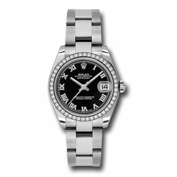 Rolex Datejust 31mm Black dial, Diamond bezel, Stainless Steel Oyster 178384-0055