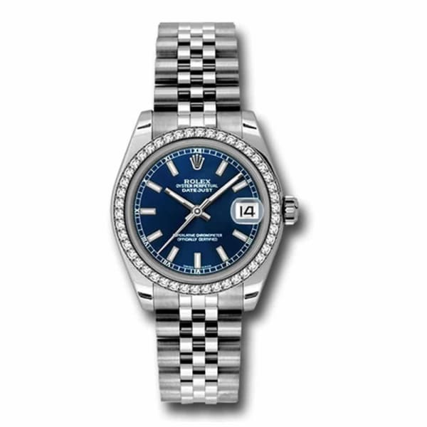Rolex, Datejust 31 Watch Blue dial, Diamond bezel, Stainless Steel Jubilee 178384-0029
