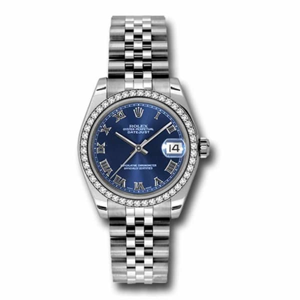 Rolex, Datejust 31 Watch Blue dial, Diamond bezel, Stainless Steel Jubilee 178384-0038
