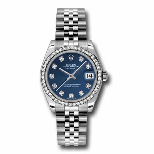 Rolex Datejust 31mm Blue dial, Diamond bezel, Stainless Steel Jubilee 178384-0046