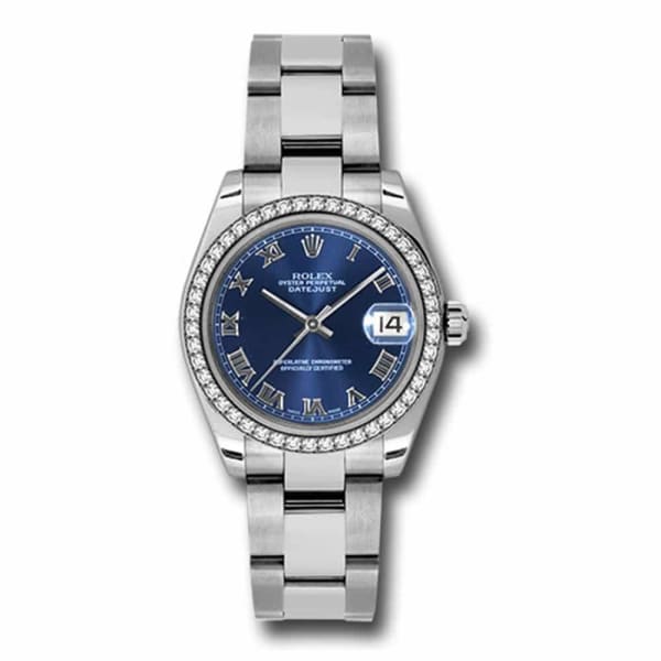 Rolex, Datejust 31 Watch Blue dial, Diamond bezel, Stainless Steel Oyster 178384-0058