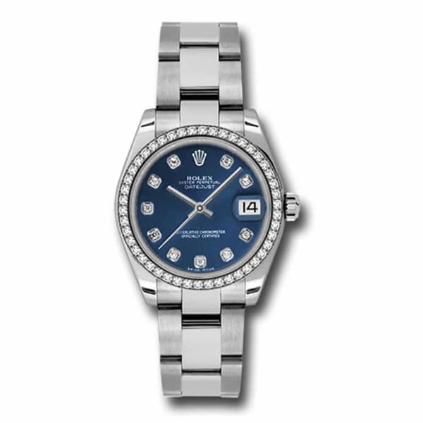 Rolex, Datejust 31 Watch Blue dial, Diamond bezel, Stainless Steel Oyster 178384-0067