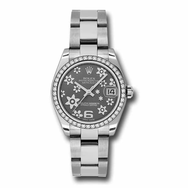 Rolex, Datejust 31 Watch Dark Rhodium dial, Diamond bezel, Stainless Steel Oyster 178384-0025