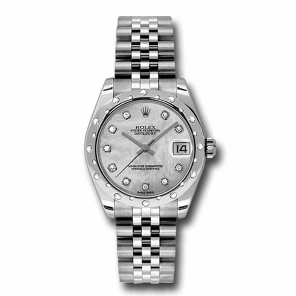 Rolex, Datejust 31 Watch Mother of pearl dial, Diamond bezel, Stainless Steel Jubilee 178344-0006