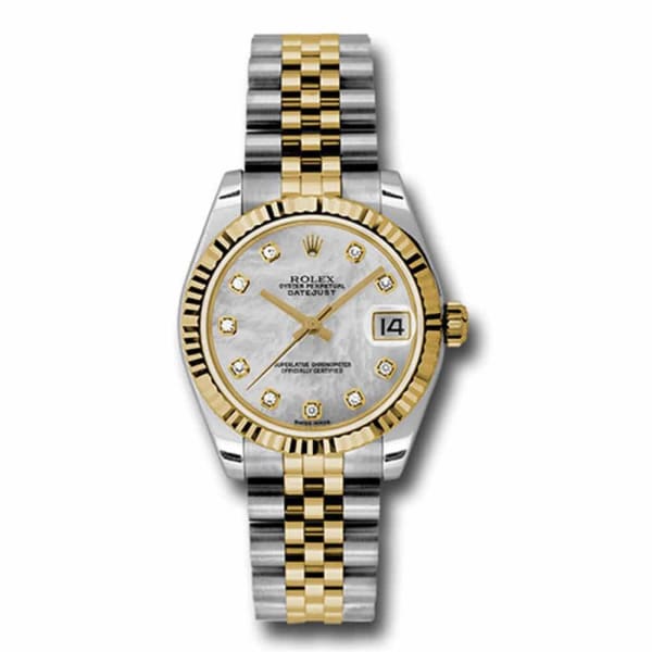 Rolex, Datejust 31 Watch Mother of pearl dial, Fluted Bezel, Steel and Yellow Gold Jubilee Bracelet, Ref. # 178273 mdj