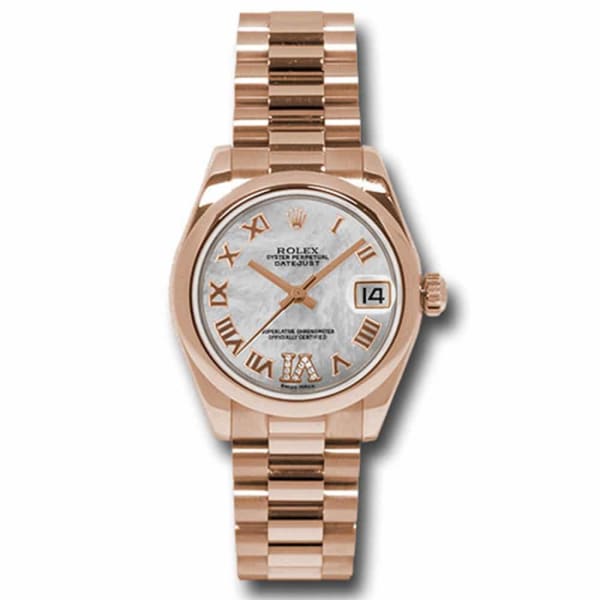 Rolex, Datejust 31 Watch Mother of pearl dial, Rose Gold, Smooth Bezel, President 178245 mdrp
