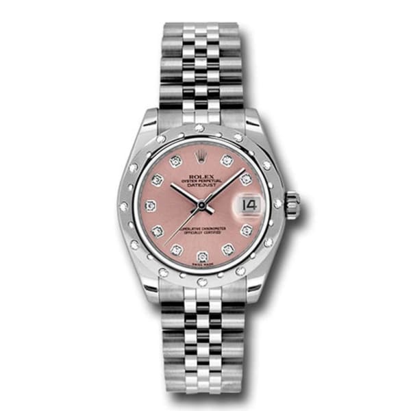 Rolex, Datejust 31 Watch Pink dial, Diamond bezel, Stainless Steel Jubilee 178344-0023
