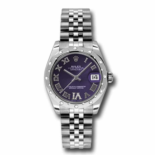 Rolex, Datejust 31 Watch Purple dial, Diamond bezel, Stainless Steel Jubilee 178344-0002