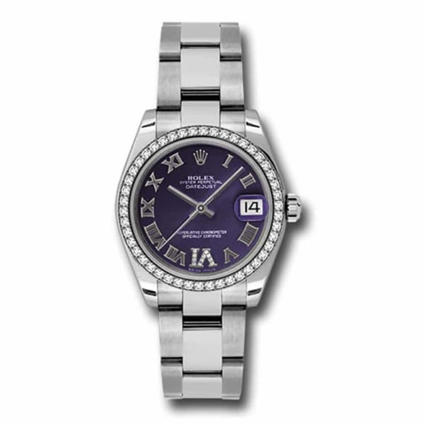 Rolex Datejust 31mm Purple dial, Diamond bezel, Stainless Steel Oyster 178384-0027