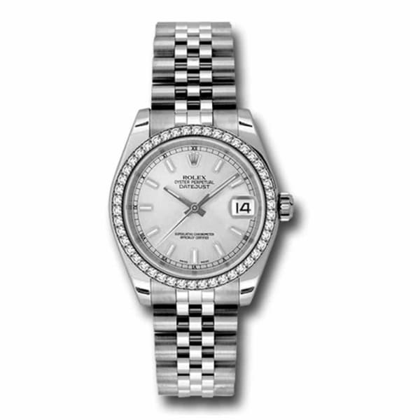 Rolex, Datejust 31 Watch Silver dial, Diamond bezel, Diamond bezel, Stainless Steel Jubilee 178384-0051