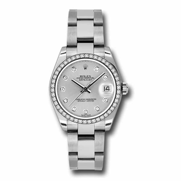 Rolex Datejust 31mm Silver dial, Diamond bezel, Stainless Steel Oyster 178384-0017