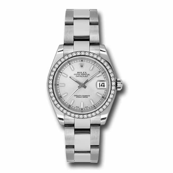 Rolex, Datejust 31 Watch Silver dial, Diamond bezel, Stainless Steel Oyster 178384-0043