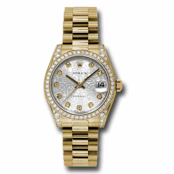 Rolex, Datejust 31mm Silver jubilee dial, President, Yellow Gold watch with diamonds 178158 sjdp