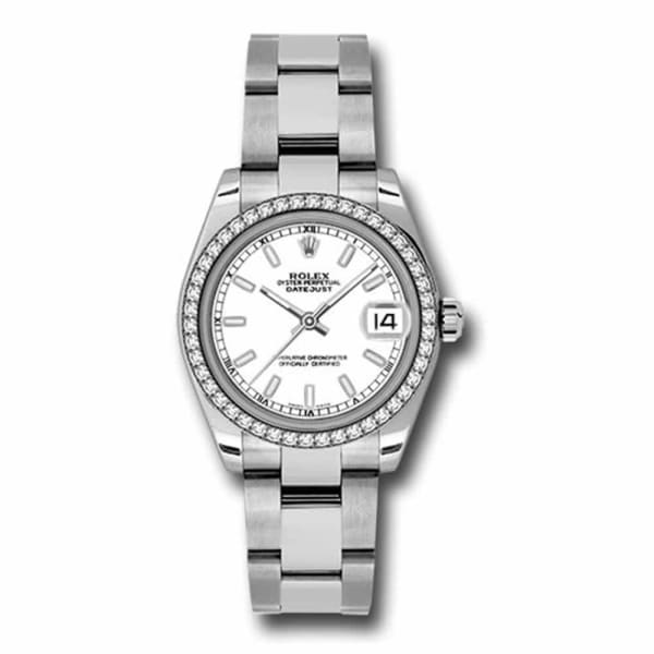 Rolex, Datejust 31 Watch White dial, Diamond bezel, Stainless Steel Oyster 178384-0060